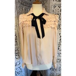 Forever 21-Elegant Blouse with Black Bow- Size Small